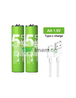 Батерия AA Li-ion 2200mWh 1.5V Quick Charge USB-C к-т 2 броя